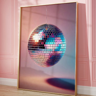 Retro Disco Ball Wall Art, Ästhetischer 70er Poster