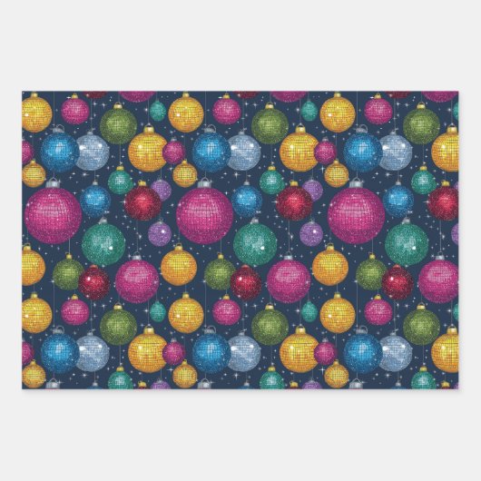 Retro Disco Ball Weihnachten Geschenkpapier Set (Vorderseite)