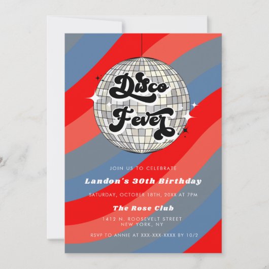 Retro Disco Ball zum Geburtstag Einladung (Vorderseite)