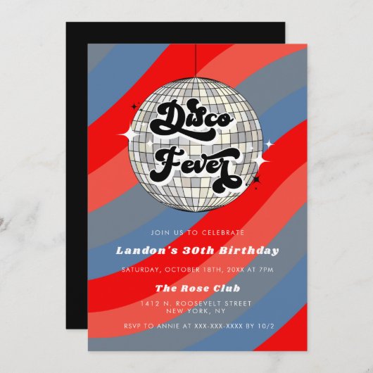 Retro Disco Ball zum Geburtstag Einladung (Vorne/Hinten)