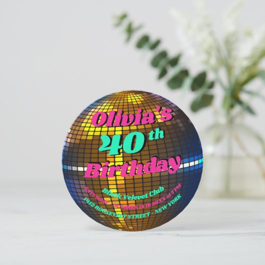 Retro Disco Bliss: Personalisierter Geburtstag Einladung (Stehend Vorderseite)