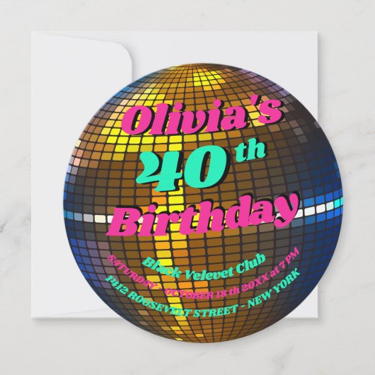 Retro Disco Bliss: Personalisierter Geburtstag Einladung (Vorderseite)