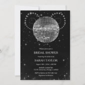 Retro Disco Brautparty Silver Template Einladung (Vorderseite)