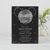 Retro Disco Brautparty Silver Template Einladung (Stehend Vorderseite)