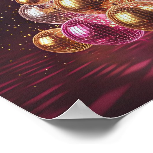 Retro Disco Christmas Tree Wall Art Poster (Ecke)