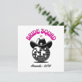 retro disco cowgirl bachelorette party bride squad einladung (Stehend Vorderseite)