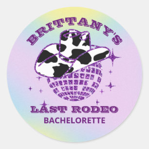 Retro-Disco-Cowgirl-Junggesellinnen-Abschiedsparty Runder Aufkleber