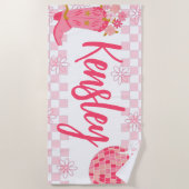 Retro Disco Cowgirl Stil Personalisiertes Badetuch (Vorderseite)