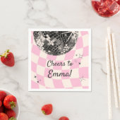 Retro Disco Custom Napkins - Pink Checkered Backgr Serviette (Beispiel)