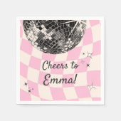 Retro Disco Custom Napkins - Pink Checkered Backgr Serviette (Vorderseite)