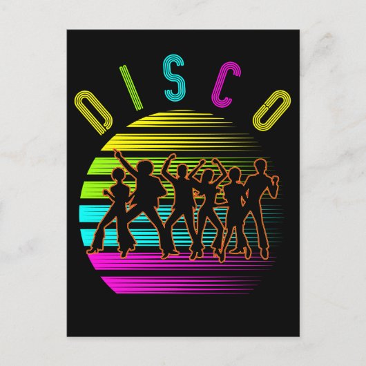 Retro Disco Dancing Funky Musik Postkarte (Vorderseite)