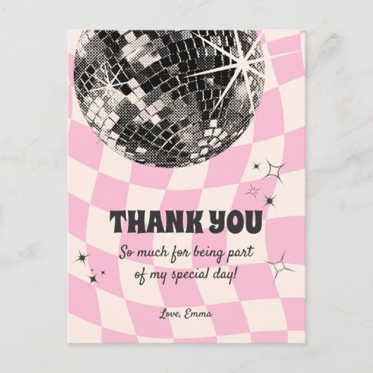 Retro Disco Dankeschön Karte (Vorderseite)