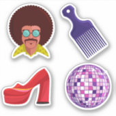 Retro-Disco der 70er Jahre als Vinyl Stickers nach Aufkleber (Vorderseite)