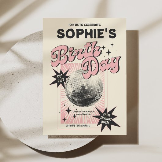 Retro Disco Geburtstag Einladung