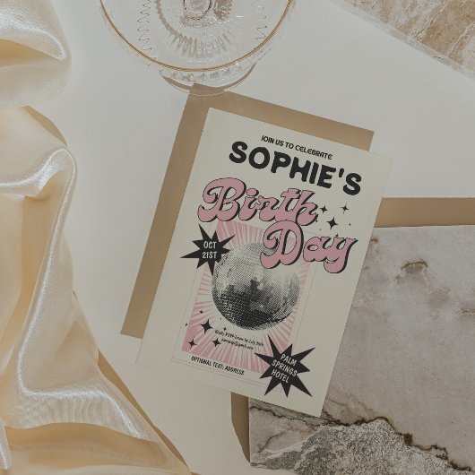 Retro Disco Geburtstag Einladung