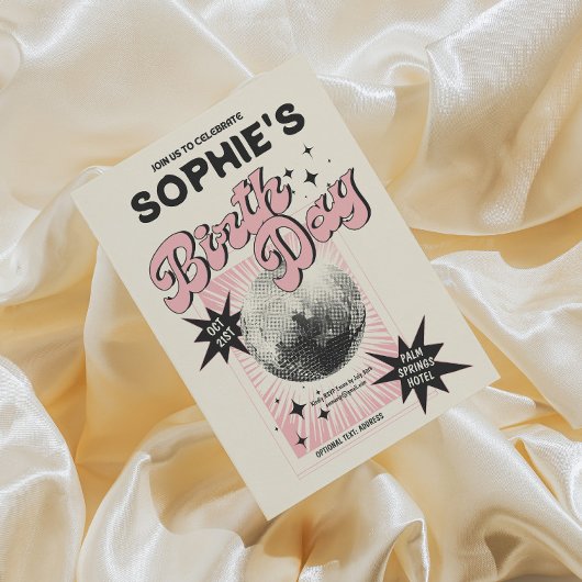 Retro Disco Geburtstag Einladung