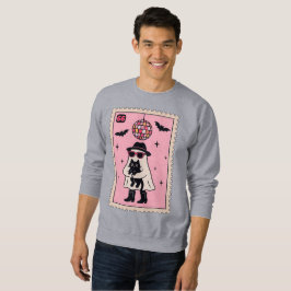 Retro Disco Ghost mit Black Cat Halloween Briefmar Sweatshirt