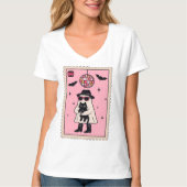 Retro Disco Ghost mit Black Cat Halloween Briefmar T-Shirt (Vorderseite)