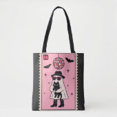 Retro Disco Ghost mit Black Cat Halloween Briefmar Tasche (Vorderseite)