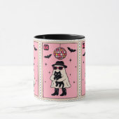 Retro Disco Ghost mit Black Cat Halloween Briefmar Tasse (Zentrum)