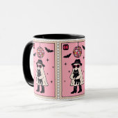Retro Disco Ghost mit Black Cat Halloween Briefmar Tasse (Vorderseite Links)
