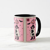 Retro Disco Ghost mit Black Cat Halloween Briefmar Tasse (VorderseiteRechts)