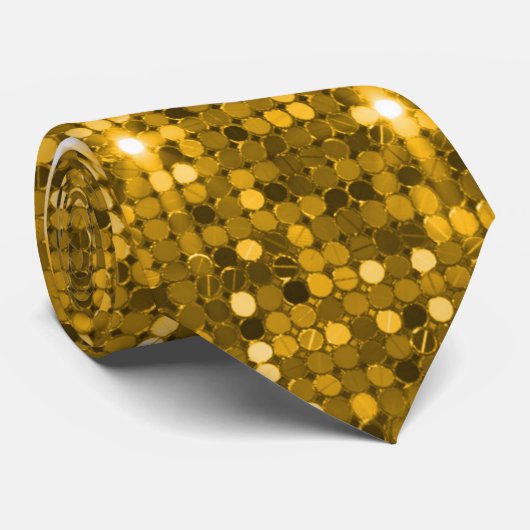 Retro-Disco-Gold-Sequinenschlips Krawatte (Gerollt)