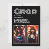 Retro Disco Graduation Party Foto Einladung (Vorderseite)