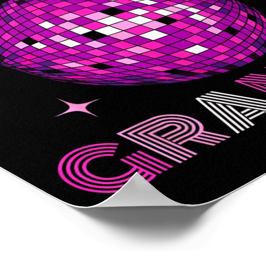 Retro Disco Grandma 70s 80s Dance Party Mirror Bal Poster (Ecke)