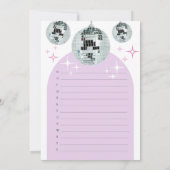 Retro Disco Groove A to Z Brautparty Game Card Einladung (Rückseite)