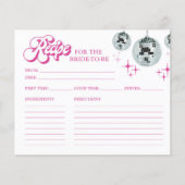 Retro Disco Groove Brautparty Weinkarte (Vorderseite)