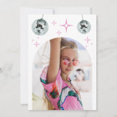 Retro Disco Groove Foto Brautparty Einladung (Rückseite)