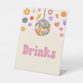 Retro Disco Groovy Drinks Party signieren Sockelschild (Vorderseite)