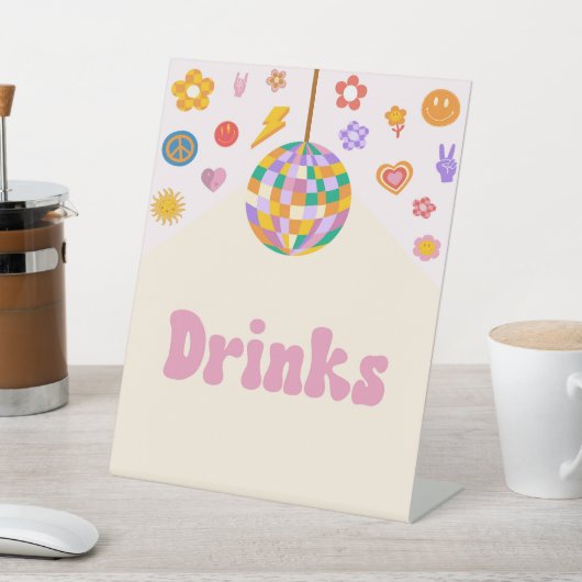 Retro Disco Groovy Drinks Party signieren Sockelschild (In SItu)