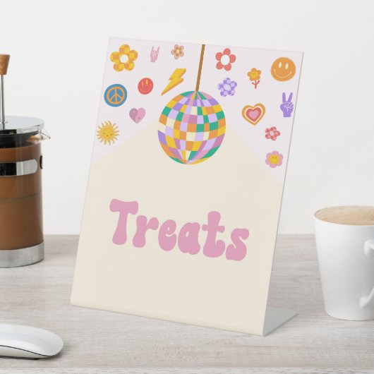 Retro Disco Groovy Leckereien Party signieren Sockelschild (In SItu)