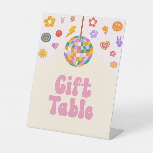 Retro Disco Groovy Tafelschild Party Sockelschild (Vorderseite)