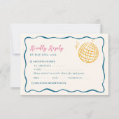 Retro-Disco-Hochzeit RSVP Karte (Vorderseite)