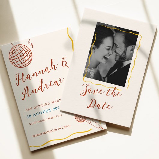 Retro-Disco-Hochzeit Save The Date