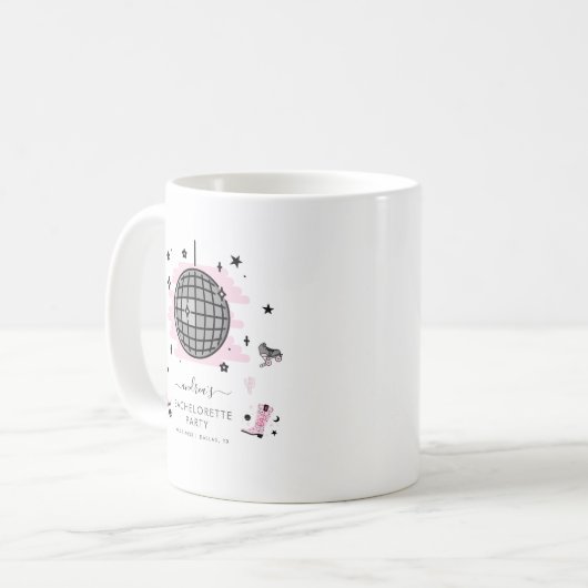 Retro Disco Junggeselinnen-Abschied Space Cowgirl Kaffeetasse (Vorderseite Links)