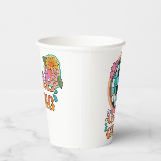 Retro Disco Junggeselinnen-Abschied Thema Pappbecher (Rechts)