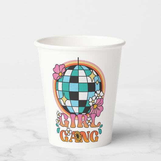 Retro Disco Junggeselinnen-Abschied Thema Pappbecher (Vorderseite)