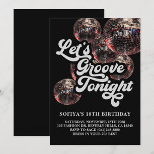 Retro Disco Kugel 70er Jahre Groovy Party Einladun Einladung