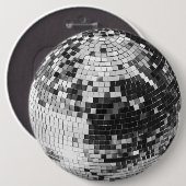 Retro Disco-Kugel Glanz Glitter Silber Geburtstag Button (Vorne & Hinten)