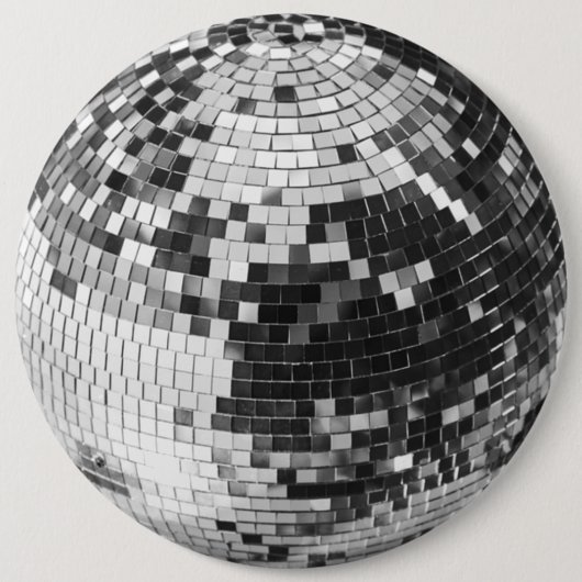 Retro Disco-Kugel Glanz Glitter Silber Geburtstag Button (Vorderseite)