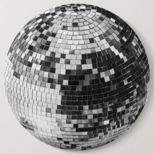 Retro Disco-Kugel Glanz Glitter Silber Geburtstag Button