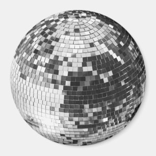 Retro Disco-Kugel Glanz Glitter Silber Geburtstag Magnet