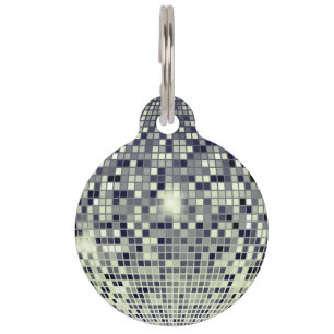 Retro-Disco-Kugel-Mosaik-Glanz-Katzencollier-ID-An Haustiermarke