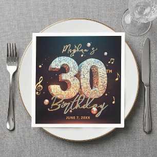Retro Disco Kugel Musik Thema 30. Geburtstagsfeier Serviette