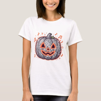 Retro-Disco-Kürbis Frauen Halloween T-Shirt
