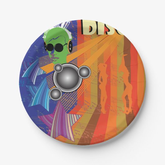 Retro Disco Party 70er Funk Art Pappteller (Vorderseite)